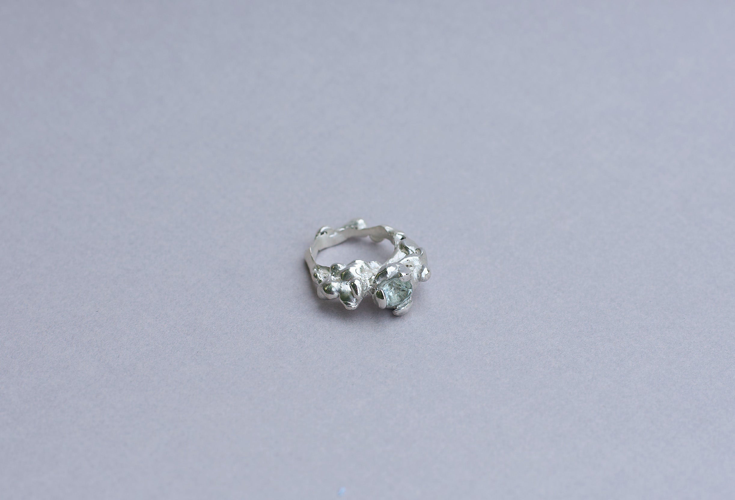 Pearl Bubble Ring with Green Quartz