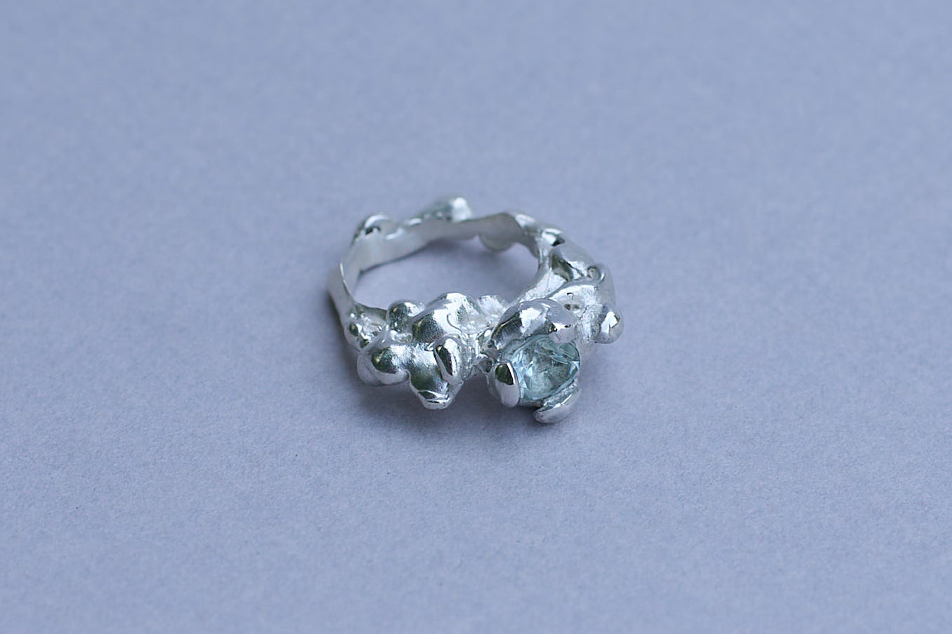 Pearl Bubble Ring with Green Quartz